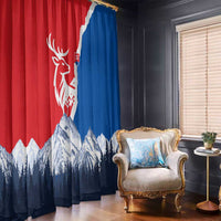 Slovakia – Red Blue Deer and Mountain Design Window Curtain with National Symbols