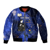 Harriet Powers Sleeve Zip Bomber Jacket African American History - Galaxy Celestial Starry Night - Folk Art Quilter