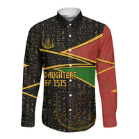 Daughters Of Isis Long Sleeve Button Shirt Ancient Egyptian Queen Hieroglyphic Art