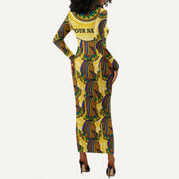 Personalized Daughters Of Isis Long Sleeve Bodycon Dress Ancient Egyptian Goddess Pharaoh