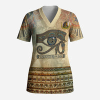 Daughters Of Isis Scrub Top Eye Of Horus Ancient Egyptian Goddess - Vintage Parchment Art