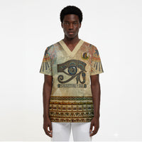 Daughters Of Isis Scrub Top Eye Of Horus Ancient Egyptian Goddess - Vintage Parchment Art