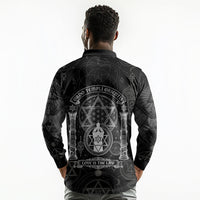Ordo Templi Orientis Occult Symbolism Long Sleeve Polo Shirt Esoteric Alchemy Sacred Geometry Black
