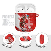 Personalized Switzerland Football Alpine Goat AirPods Case Swiss Flag Snow Mountain - Soccer Mascot