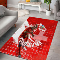 Personalized Switzerland Football Alpine Goat Area Rug Swiss Flag Snow Mountain - Soccer Mascot