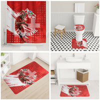 Personalized Switzerland Football Alpine Goat Bathroom Set Swiss Flag Snow Mountain - Soccer Mascot