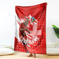 Personalized Switzerland Football Alpine Goat Blanket Swiss Flag Snow Mountain - Soccer Mascot