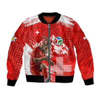 Personalized Switzerland Football Alpine Goat Bomber Jacket Swiss Flag Snow Mountain - Soccer Mascot