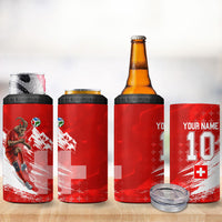 Personalized Switzerland Football Alpine Goat 4 in 1 Can Cooler Tumbler Swiss Flag Snow Mountain - Soccer Mascot