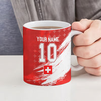 Personalized Switzerland Football Alpine Goat Ceramic Mug Swiss Flag Snow Mountain - Soccer Mascot