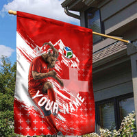 Personalized Switzerland Football Alpine Goat Garden Flag Swiss Flag Snow Mountain - Soccer Mascot