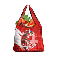 Personalized Switzerland Football Alpine Goat Grocery Bag Swiss Flag Snow Mountain - Soccer Mascot