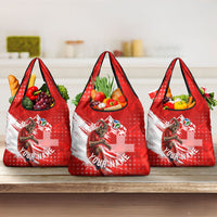 Personalized Switzerland Football Alpine Goat Grocery Bag Swiss Flag Snow Mountain - Soccer Mascot