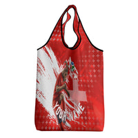 Personalized Switzerland Football Alpine Goat Grocery Bag Swiss Flag Snow Mountain - Soccer Mascot
