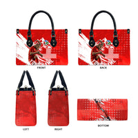 Personalized Switzerland Football Alpine Goat Leather Bag Swiss Flag Snow Mountain - Soccer Mascot