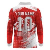 Personalized Switzerland Football Alpine Goat Long Sleeve Polo Shirt Swiss Flag Snow Mountain - Soccer Mascot