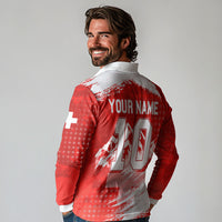 Personalized Switzerland Football Alpine Goat Long Sleeve Polo Shirt Swiss Flag Snow Mountain - Soccer Mascot