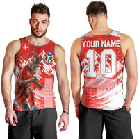 Personalized Switzerland Football Alpine Goat Men Tank Top Swiss Flag Snow Mountain - Soccer Mascot
