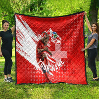 Personalized Switzerland Football Alpine Goat Quilt Swiss Flag Snow Mountain - Soccer Mascot