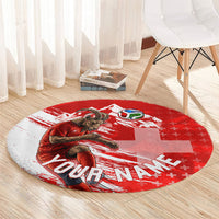 Personalized Switzerland Football Alpine Goat Round Carpet Swiss Flag Snow Mountain - Soccer Mascot