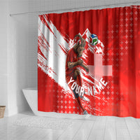 Personalized Switzerland Football Alpine Goat Shower Curtain Swiss Flag Snow Mountain - Soccer Mascot