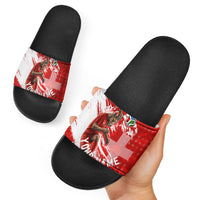 Personalized Switzerland Football Alpine Goat Slide Sandals Swiss Flag Snow Mountain - Soccer Mascot