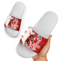 Personalized Switzerland Football Alpine Goat Slide Sandals Swiss Flag Snow Mountain - Soccer Mascot