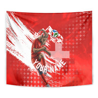 Personalized Switzerland Football Alpine Goat Tapestry Swiss Flag Snow Mountain - Soccer Mascot