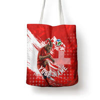 Personalized Switzerland Football Alpine Goat Tote Bag Swiss Flag Snow Mountain - Soccer Mascot