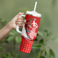 Personalized Switzerland Football Alpine Goat Tumbler With Handle Swiss Flag Snow Mountain - Soccer Mascot