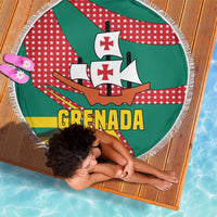 Grenada Beach Blanket with Cocoa Bean Mascot and National Flag Colors - Wonder Print Shop