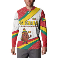 Grenada Button Sweatshirt with Cocoa Bean Mascot and National Flag Colors - Wonder Print Shop