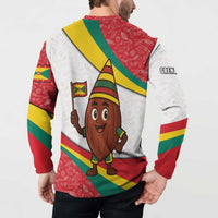 Grenada Button Sweatshirt with Cocoa Bean Mascot and National Flag Colors - Wonder Print Shop