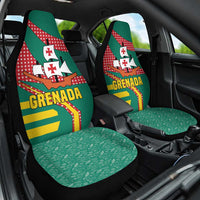 Grenada Car Seat Cover with Cocoa Bean Mascot and National Flag Colors - Wonder Print Shop