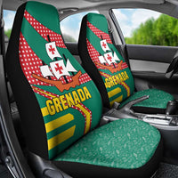 Grenada Car Seat Cover with Cocoa Bean Mascot and National Flag Colors - Wonder Print Shop