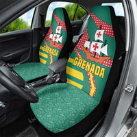 Grenada Car Seat Cover with Cocoa Bean Mascot and National Flag Colors - Wonder Print Shop