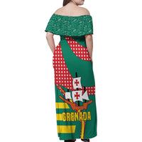 Grenada Family Matching Off Shoulder Maxi Dress and Hawaiian Shirt with Cocoa Bean Mascot and National Flag Colors - Wonder Print Shop