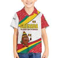 Grenada Family Matching Short Sleeve Bodycon Dress and Hawaiian Shirt with Cocoa Bean Mascot and National Flag Colors - Wonder Print Shop