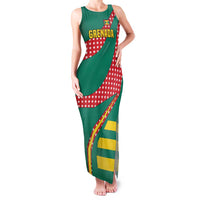 Grenada Family Matching Tank Maxi Dress and Hawaiian Shirt with Cocoa Bean Mascot and National Flag Colors - Wonder Print Shop