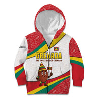 Grenada Kid Hoodie with Cocoa Bean Mascot and National Flag Colors - Wonder Print Shop