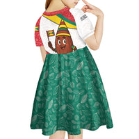Grenada Kid Short Sleeve Dress with Cocoa Bean Mascot and National Flag Colors - Wonder Print Shop
