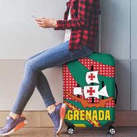 Grenada Luggage Cover with Cocoa Bean Mascot and National Flag Colors - Wonder Print Shop