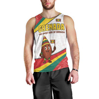 Grenada Men Tank Top with Cocoa Bean Mascot and National Flag Colors - Wonder Print Shop