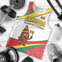 Grenada Men Tank Top with Cocoa Bean Mascot and National Flag Colors - Wonder Print Shop