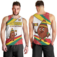 Grenada Men Tank Top with Cocoa Bean Mascot and National Flag Colors - Wonder Print Shop