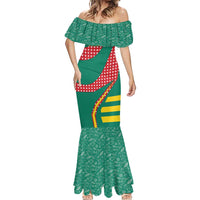 Grenada Mermaid Dress with Cocoa Bean Mascot and National Flag Colors - Wonder Print Shop