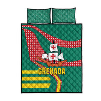 Grenada Quilt Bed Set with Cocoa Bean Mascot and National Flag Colors - Wonder Print Shop