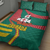 Grenada Quilt Bed Set with Cocoa Bean Mascot and National Flag Colors - Wonder Print Shop