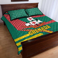 Grenada Quilt Bed Set with Cocoa Bean Mascot and National Flag Colors - Wonder Print Shop