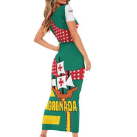 Grenada Short Sleeve Bodycon Dress with Cocoa Bean Mascot and National Flag Colors - Wonder Print Shop